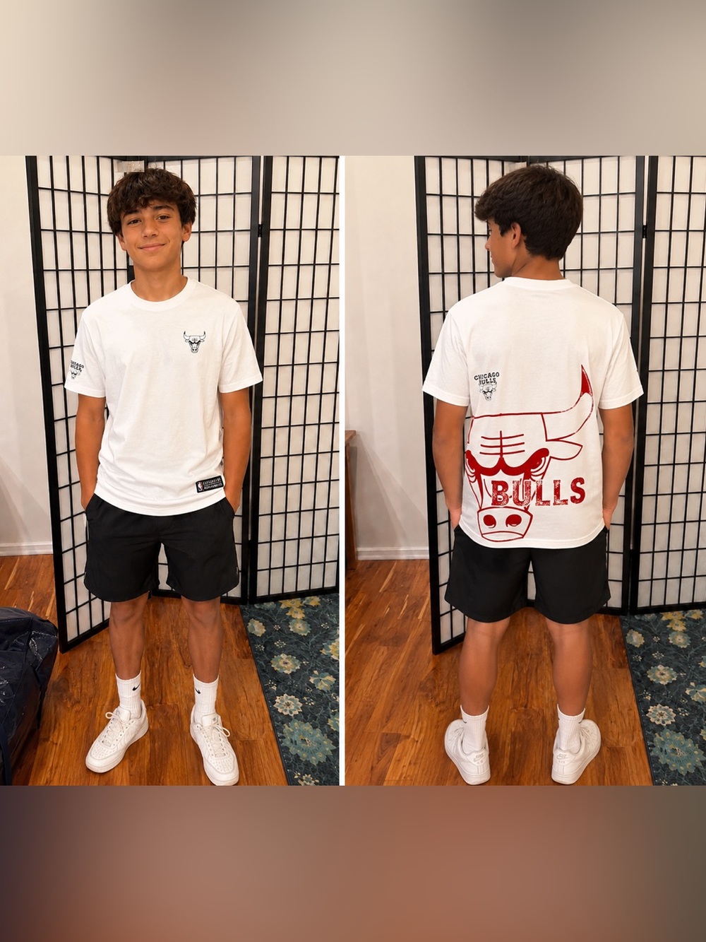 NBA Chicago Bulls Graphic‎ Tee Youth Size 12 White Short Sleeve NWT